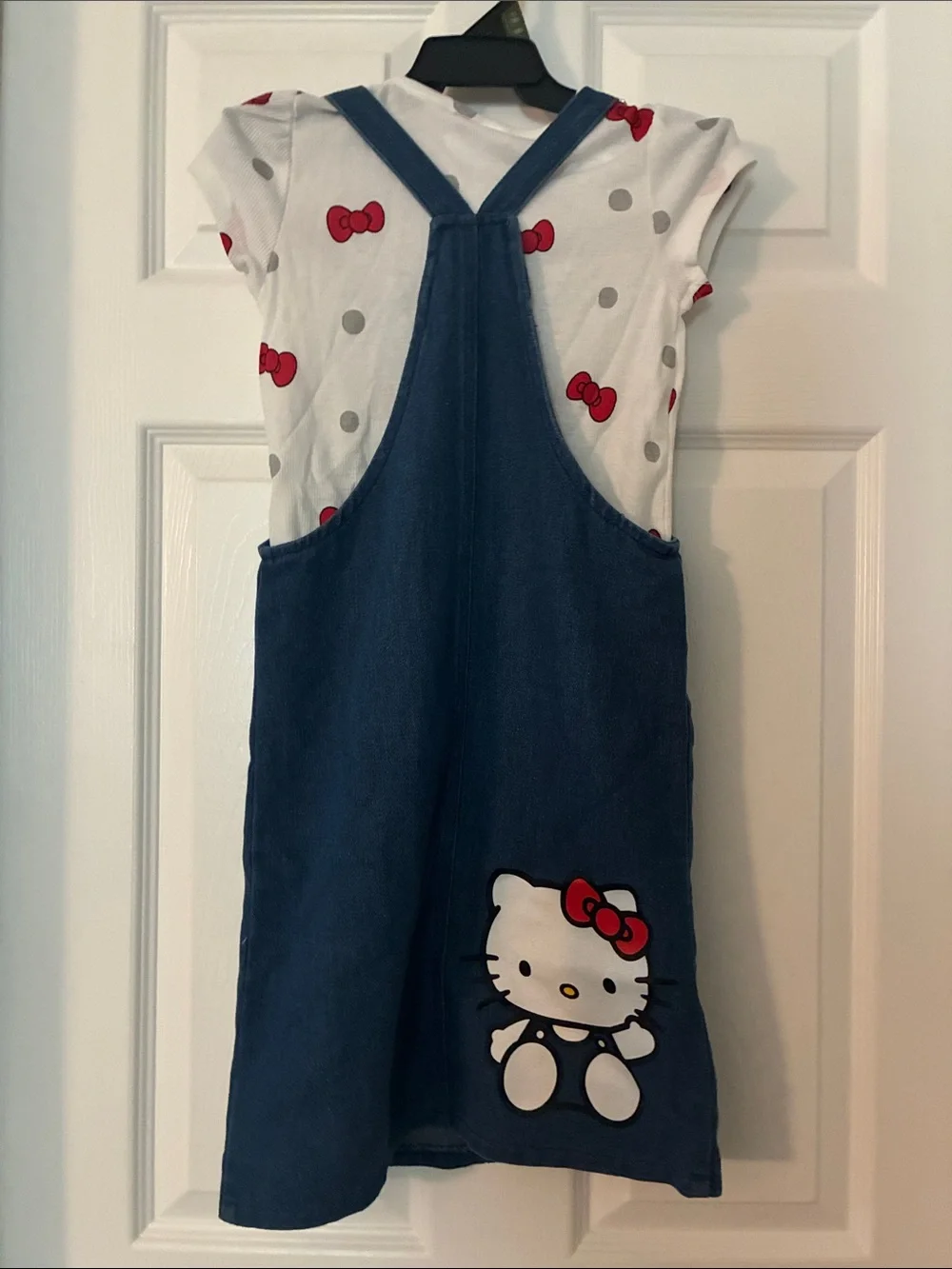 Hello Kitty Sanrio Adjustable Jumper Denim Dress & Shirt, 2 piece set! Size: 10